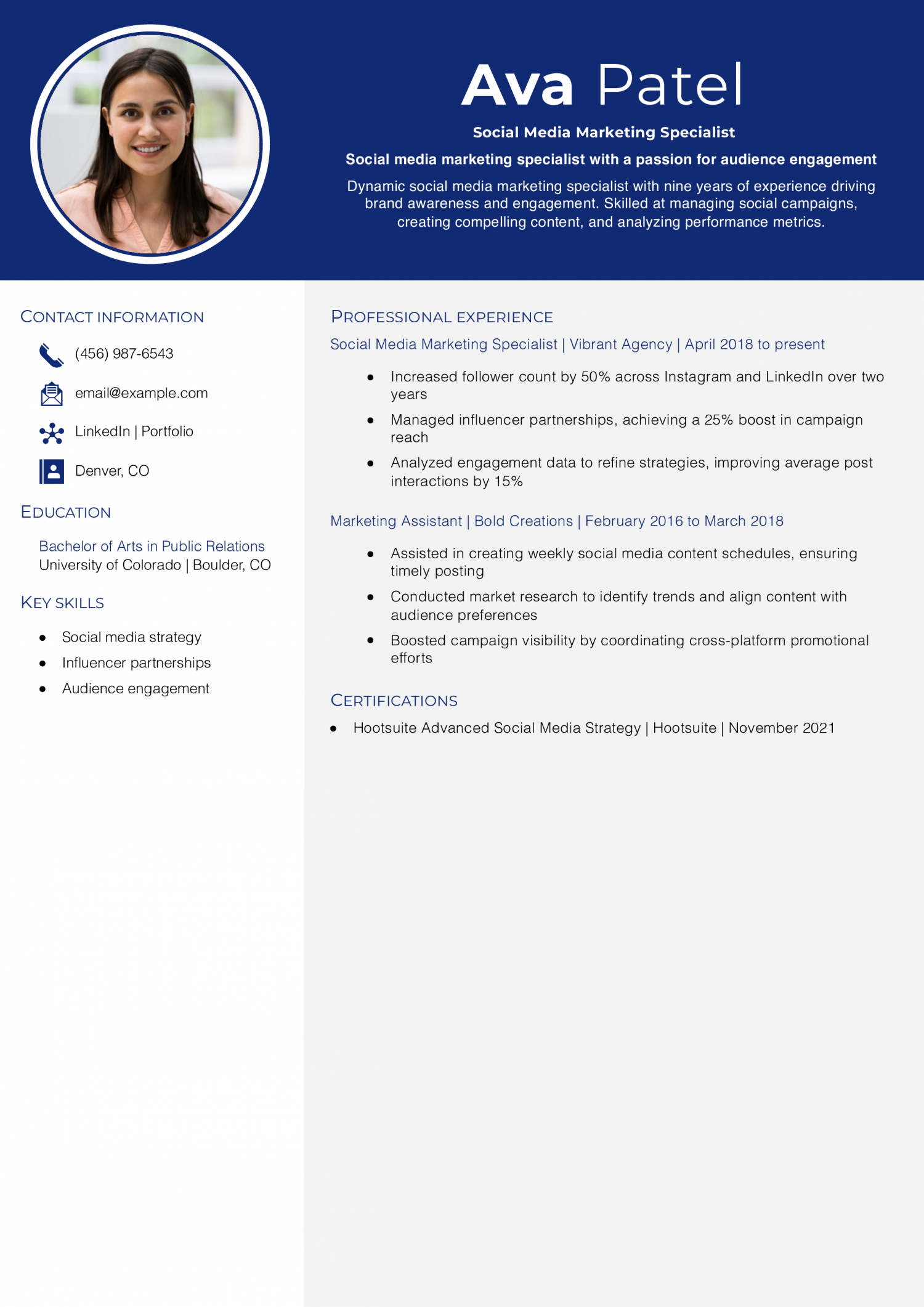 Social Media Marketing Specialist Resume