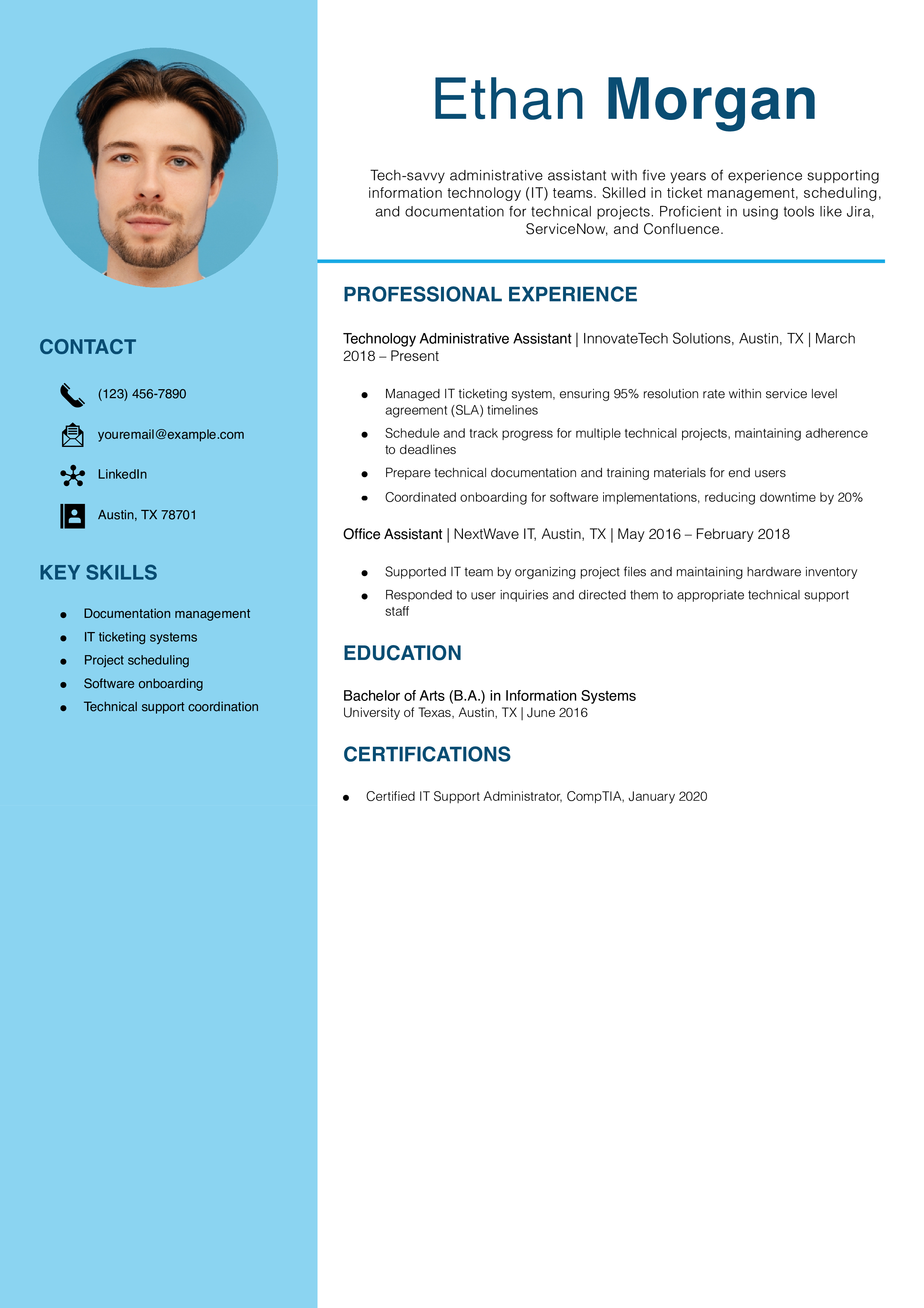 Technology Administrative Assistant Resume Example