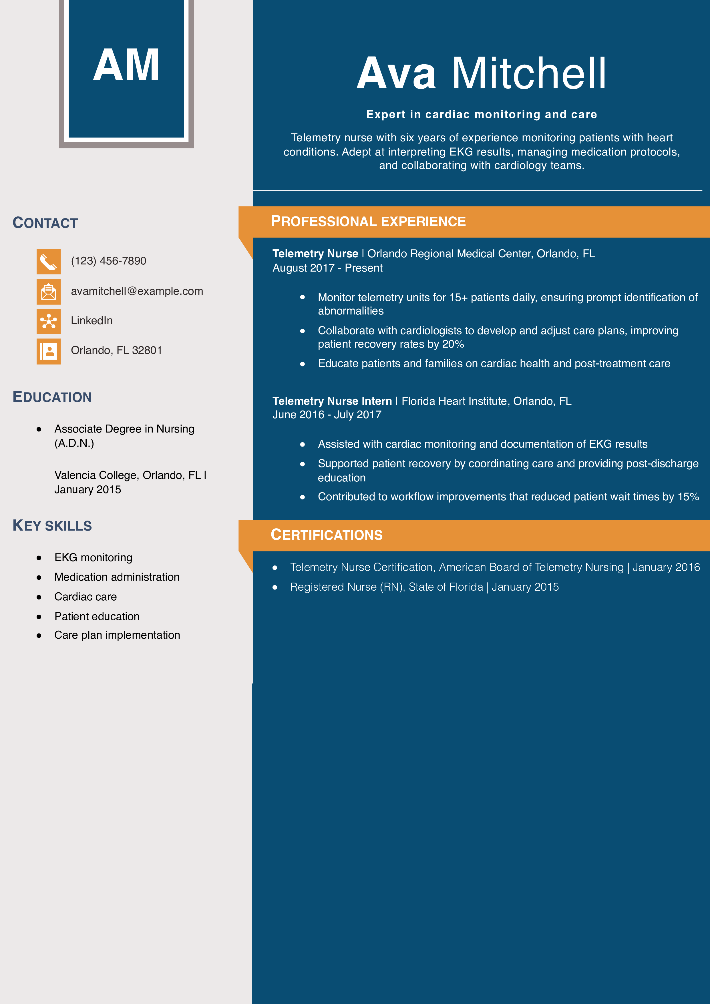 Telemetry Nurse Resume Example