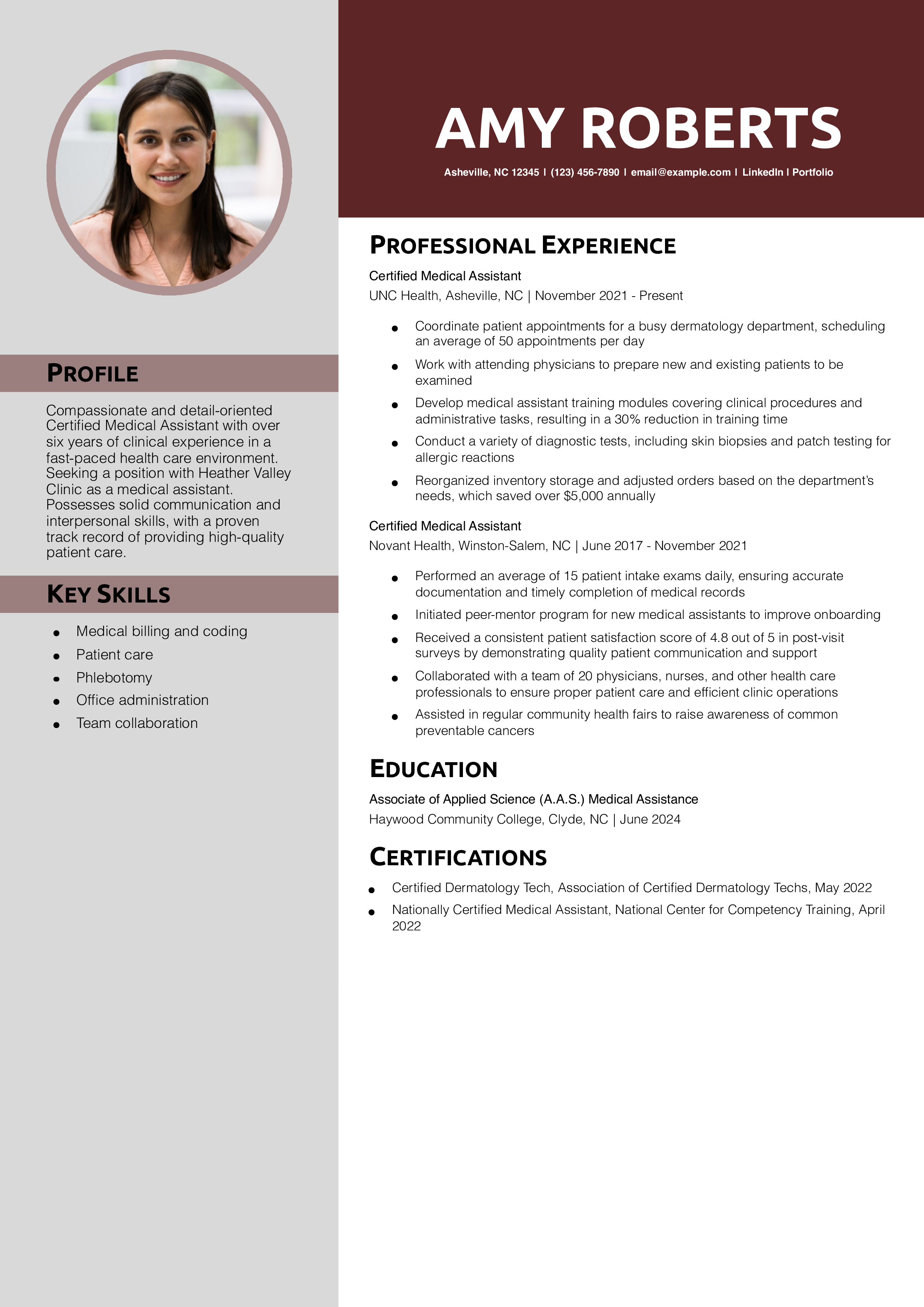 Medical Assistant Resume Example