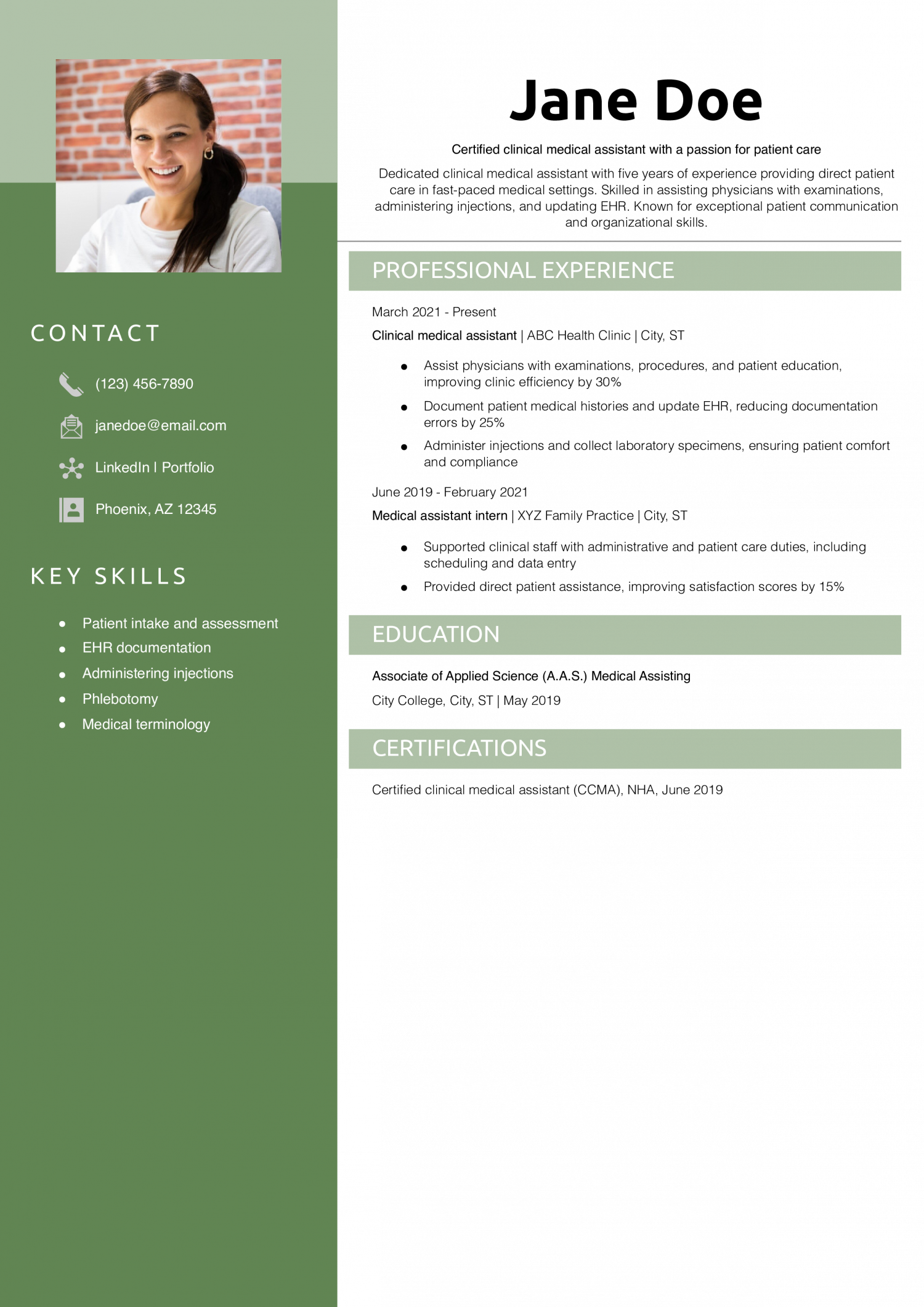 Clinical Medical Assistant Resume Example