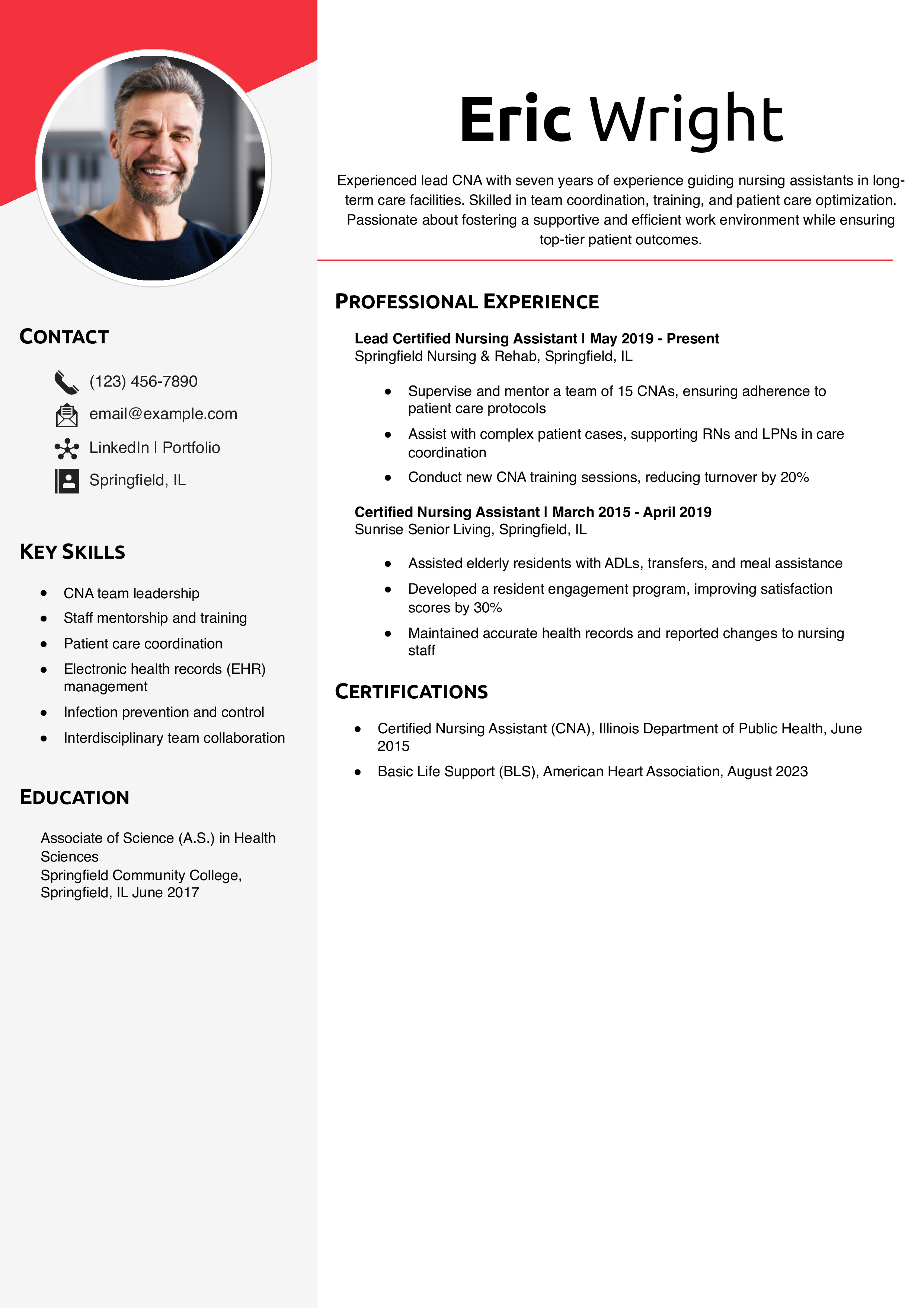 Lead CNA Resume