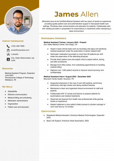 Entry-Level Medical Assistant Resume Example