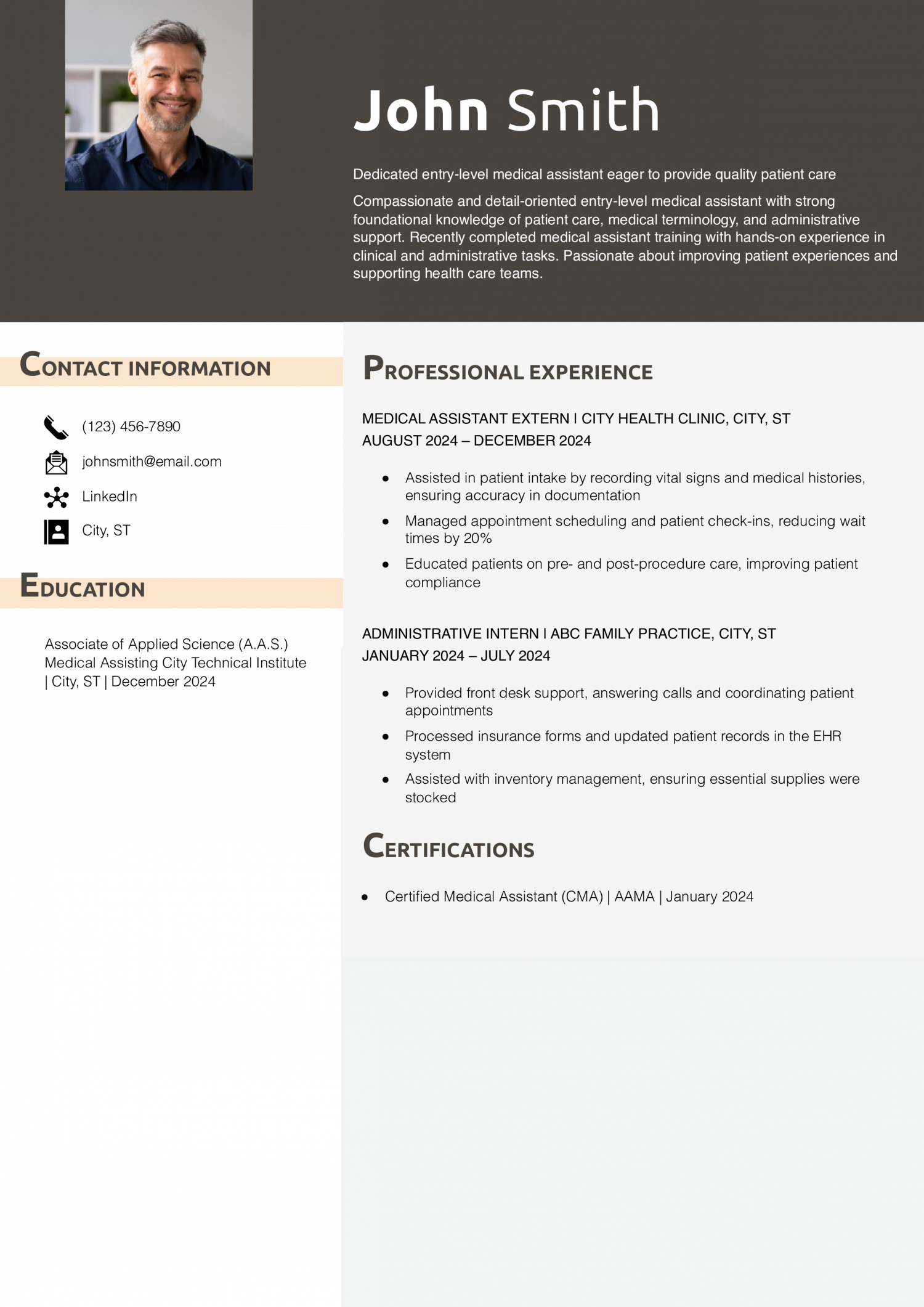 Entry-Level Medical Assistant Resume Example