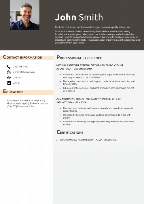 Entry-Level Medical Assistant Resume Example