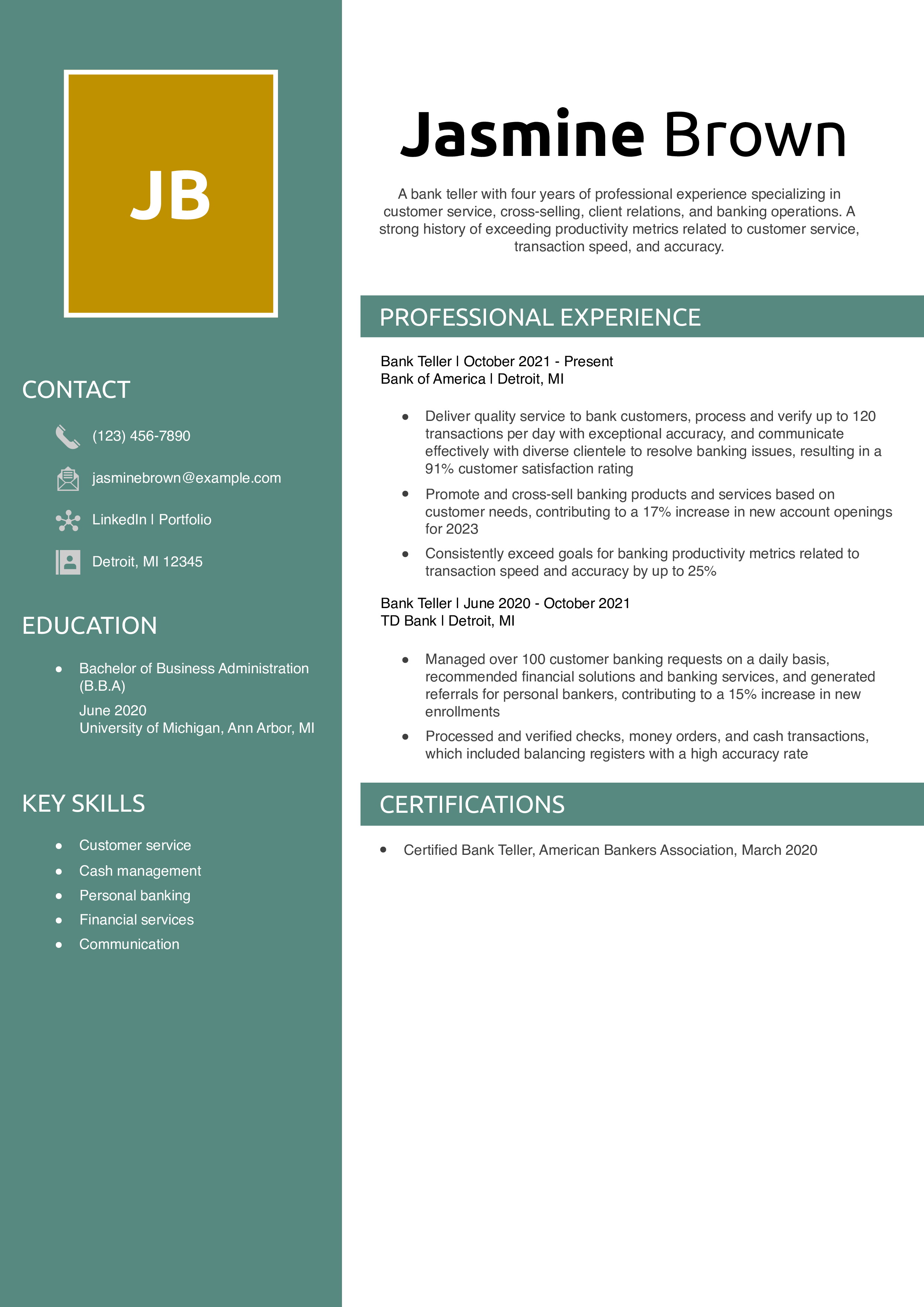 Entry-level Bank Teller