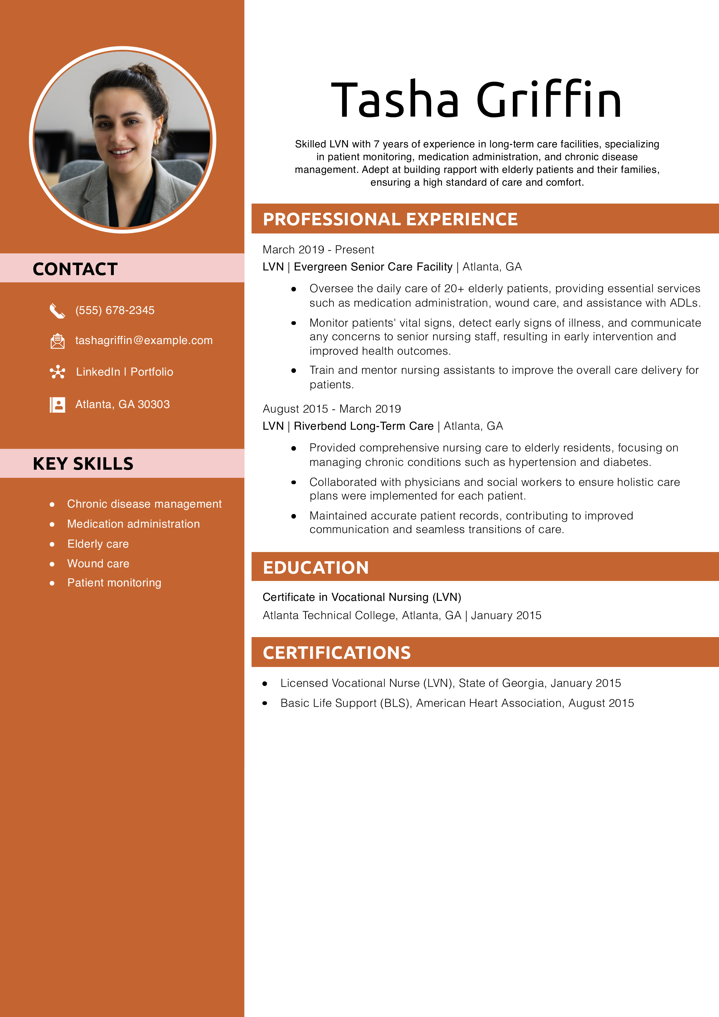 LVN – Long-Term Care Resume Example