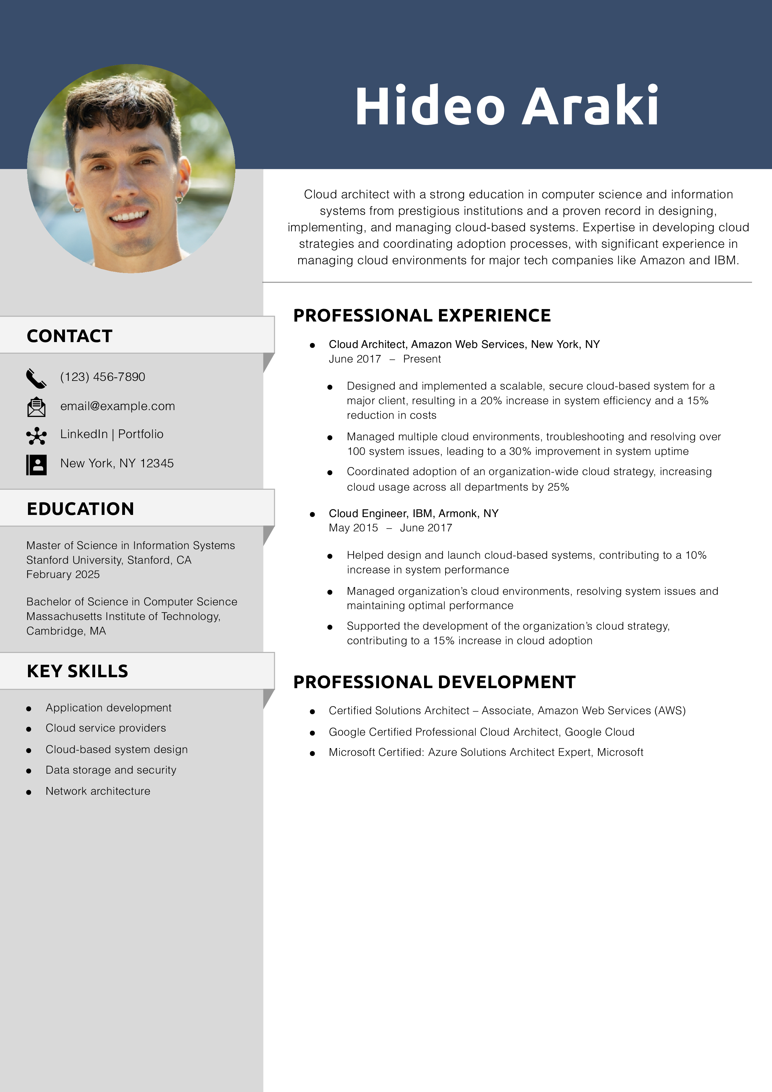 Cloud Architect Resume Example