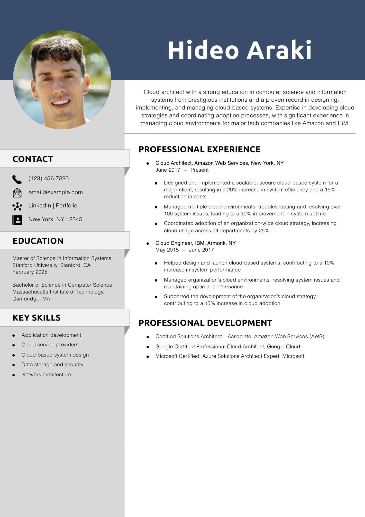 Cloud Architect Resume Example