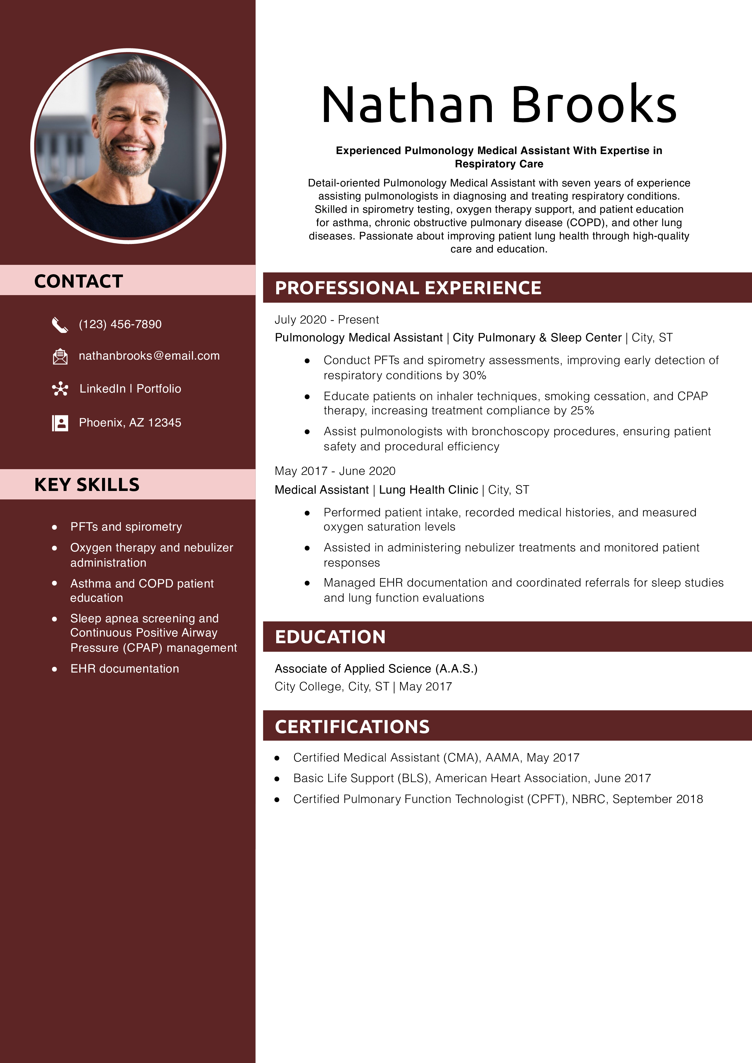 Pulmonology Medical Assistant Resume Example
