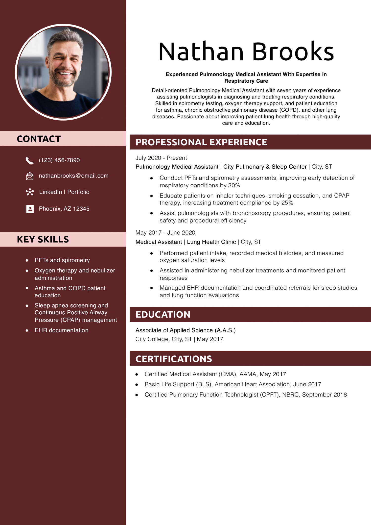 Pulmonology Medical Assistant Resume Example