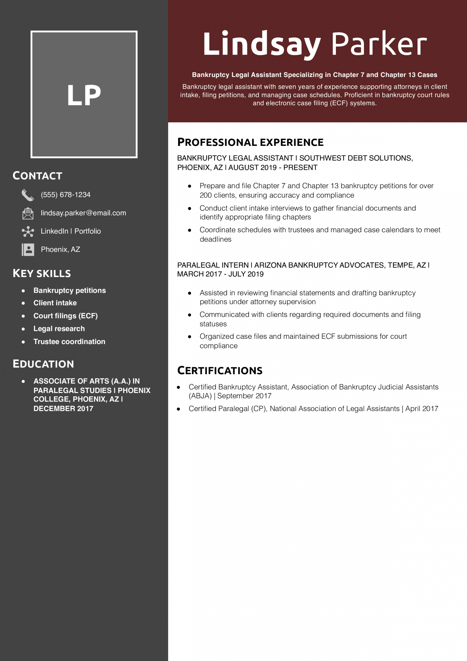 Bankruptcy Legal Assistant