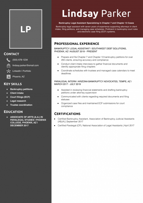 Bankruptcy Legal Assistant