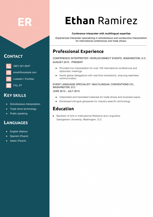 Conference Interpreter Resume Example