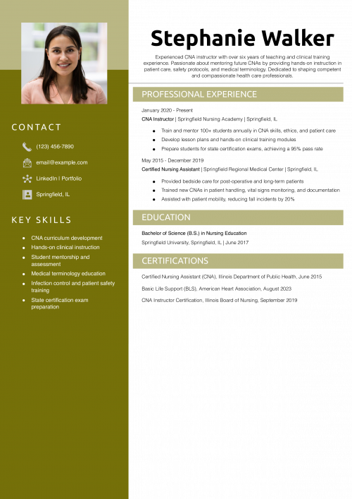 CNA Instructor Resume