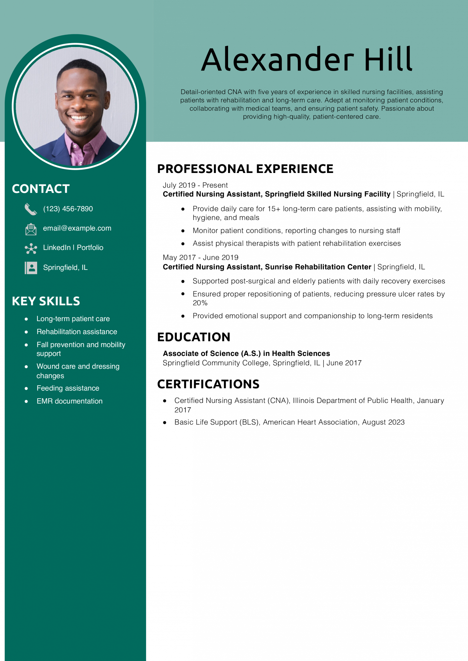 Skilled Nursing Facility CNA Resume