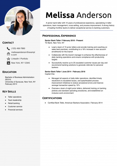 Senior-level Bank Teller