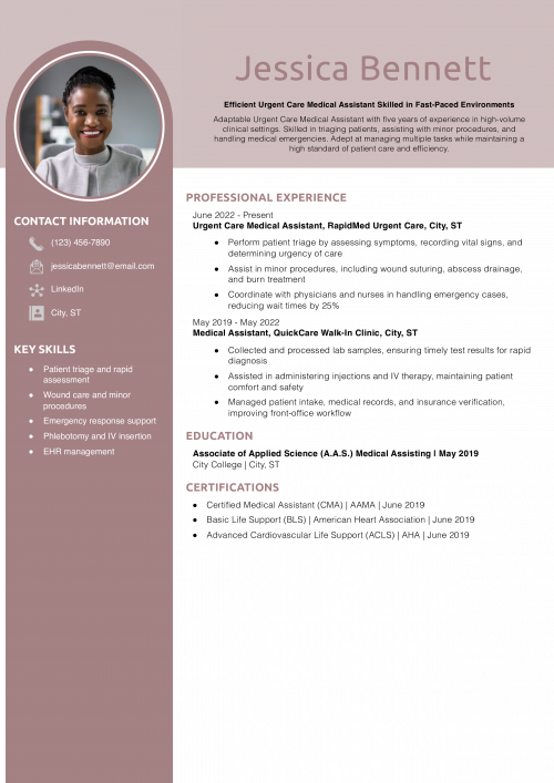 Urgent Care Medical Assistant Resume Example