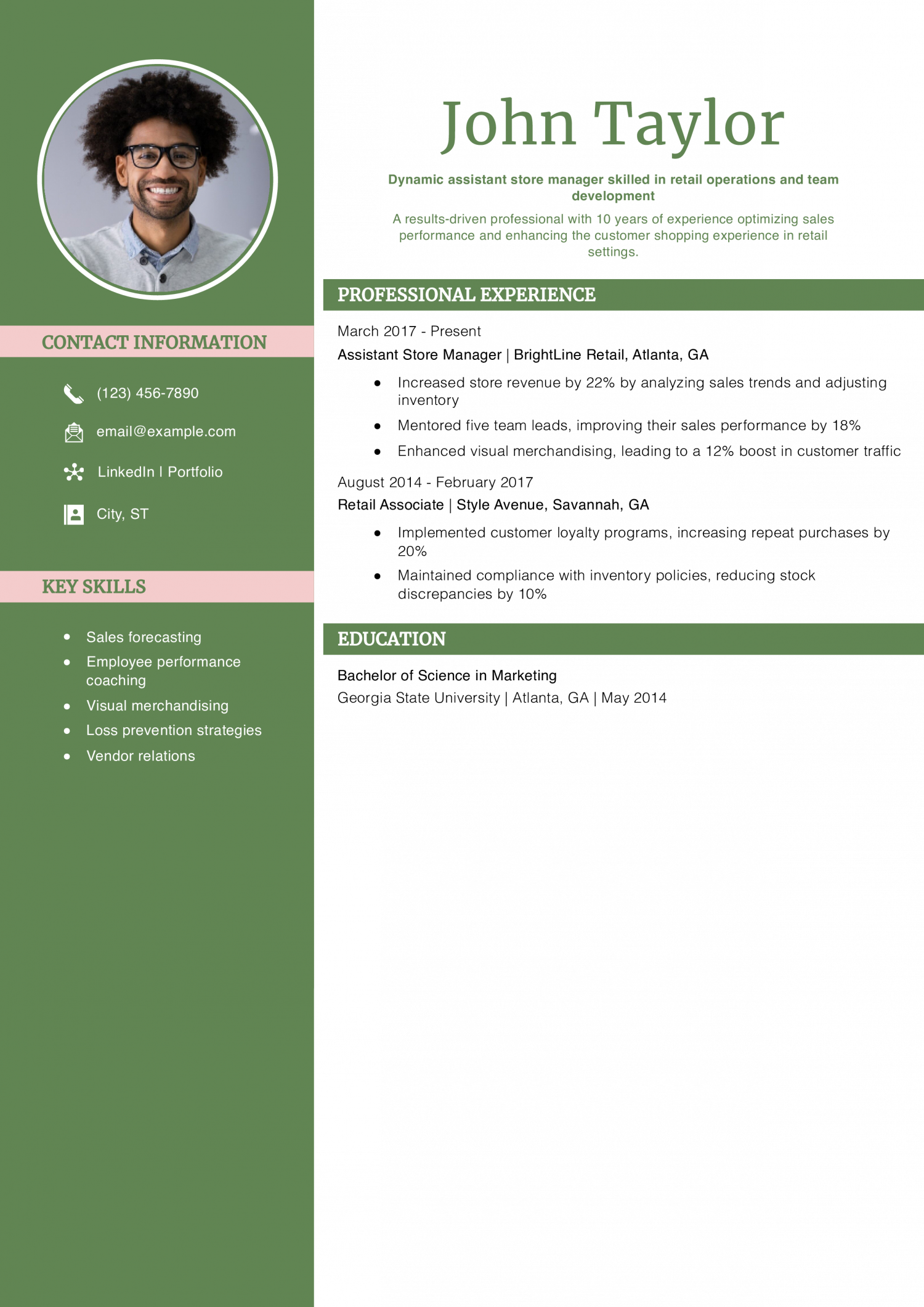Retail Assistant Store Manager Job Description Resume Example