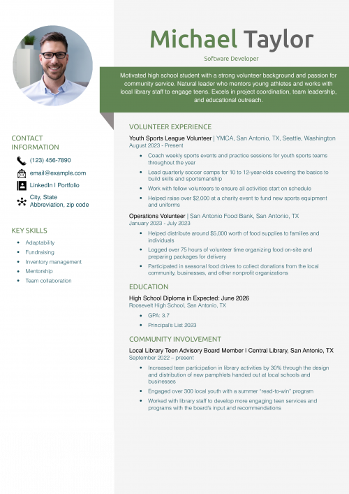 Volunteer Resume Example