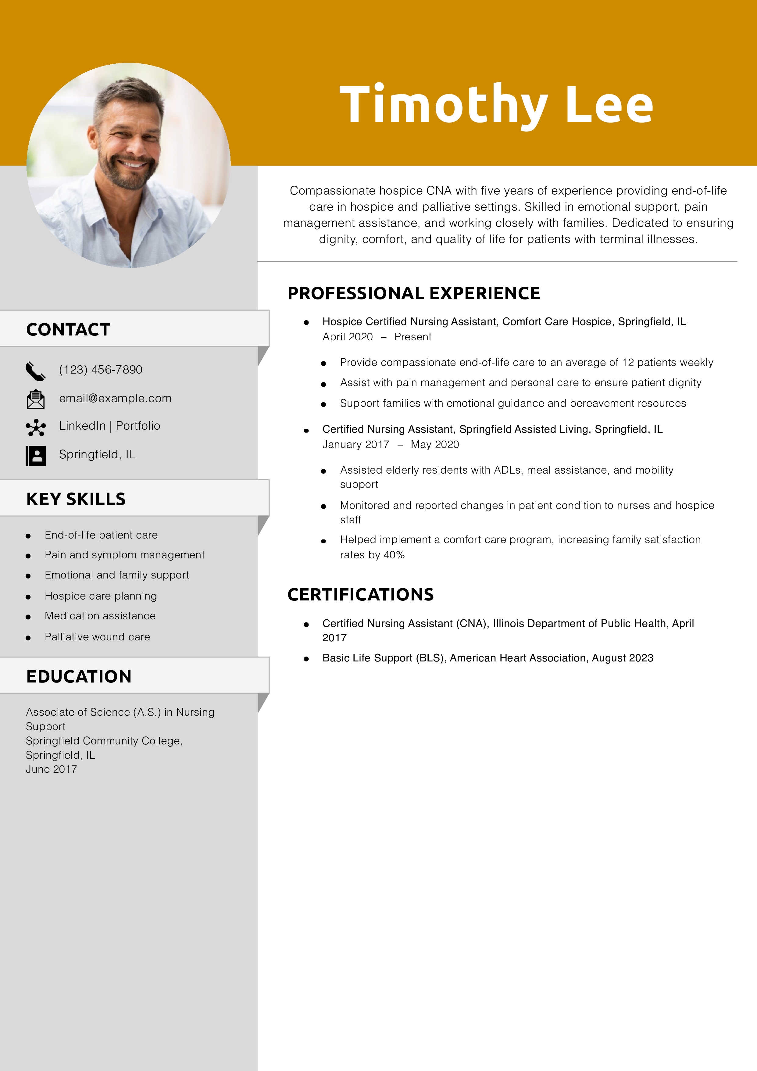 Hospice CNA Resume