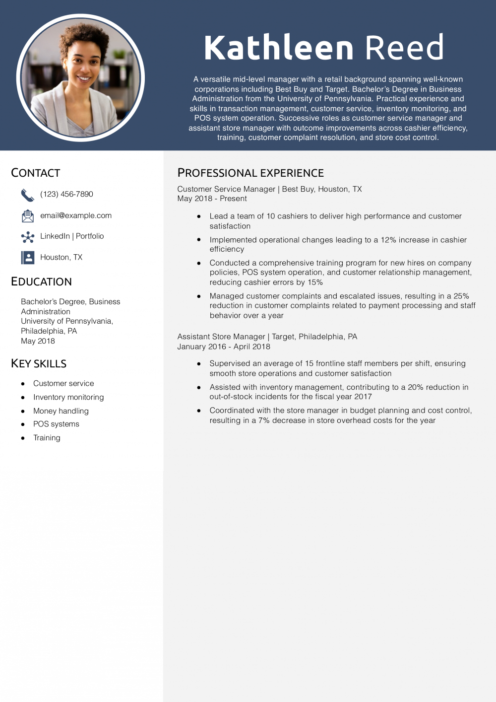  Mid-level Cashier Resume Example