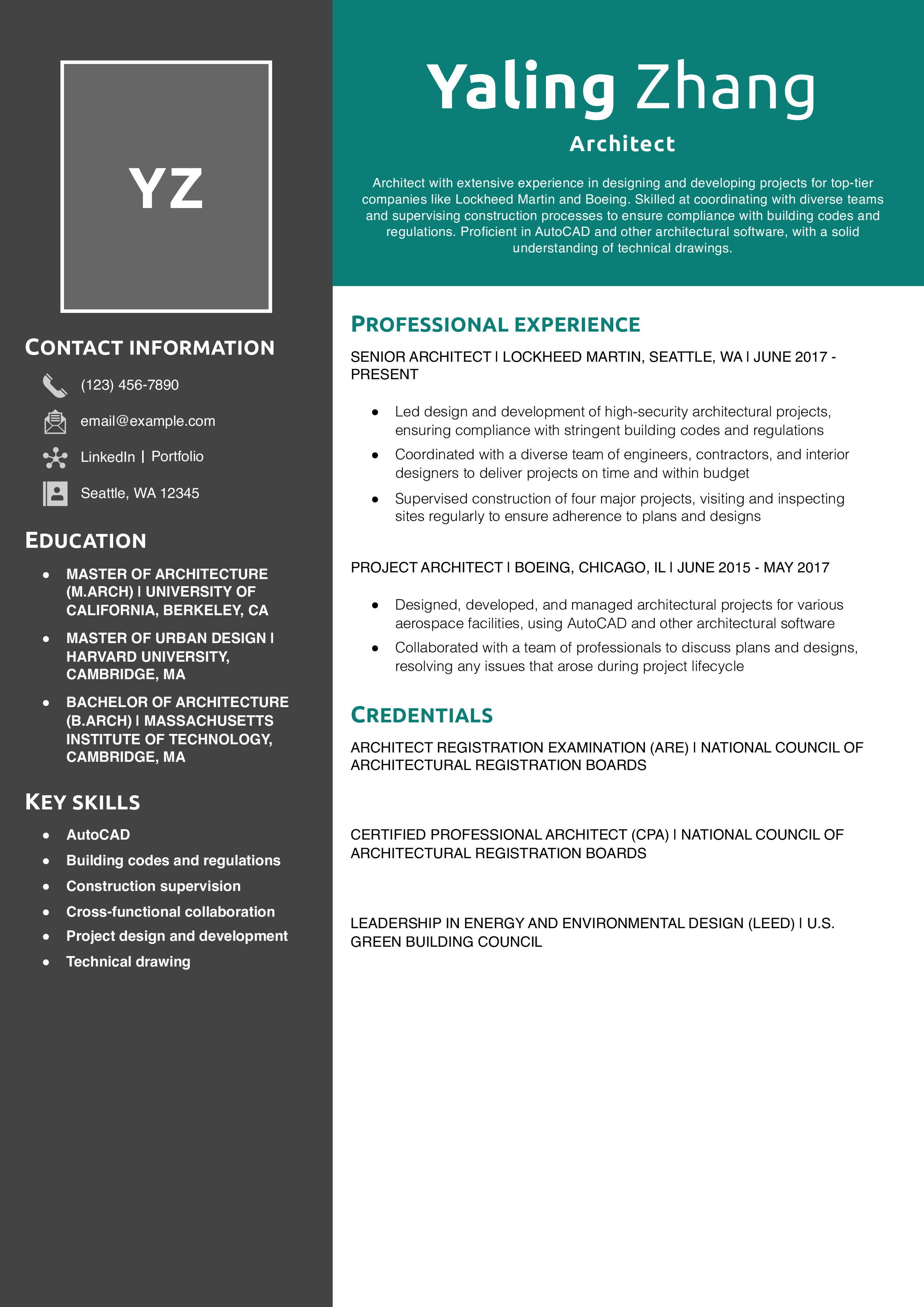 Architect Resume Example