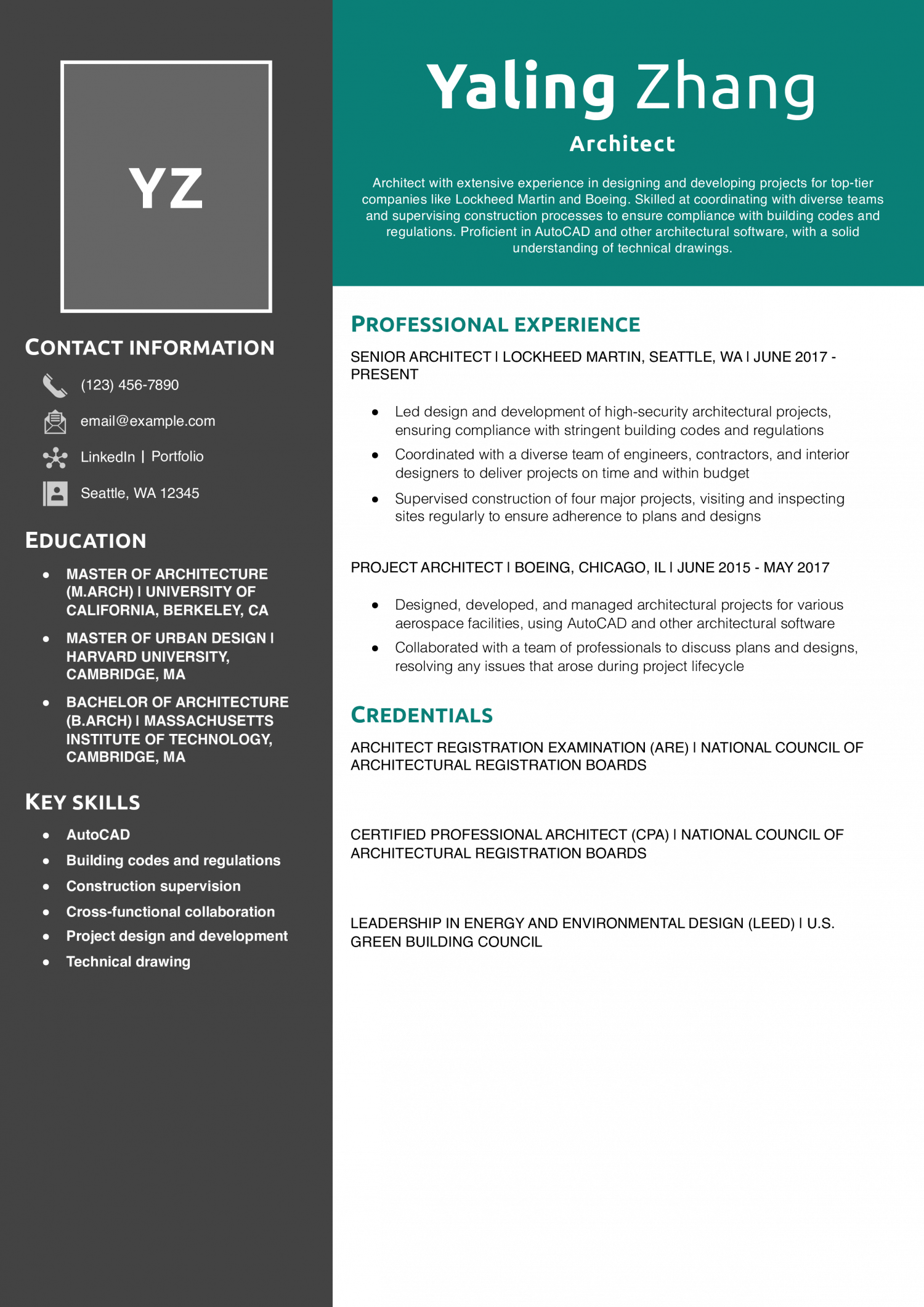 Architect Resume Example