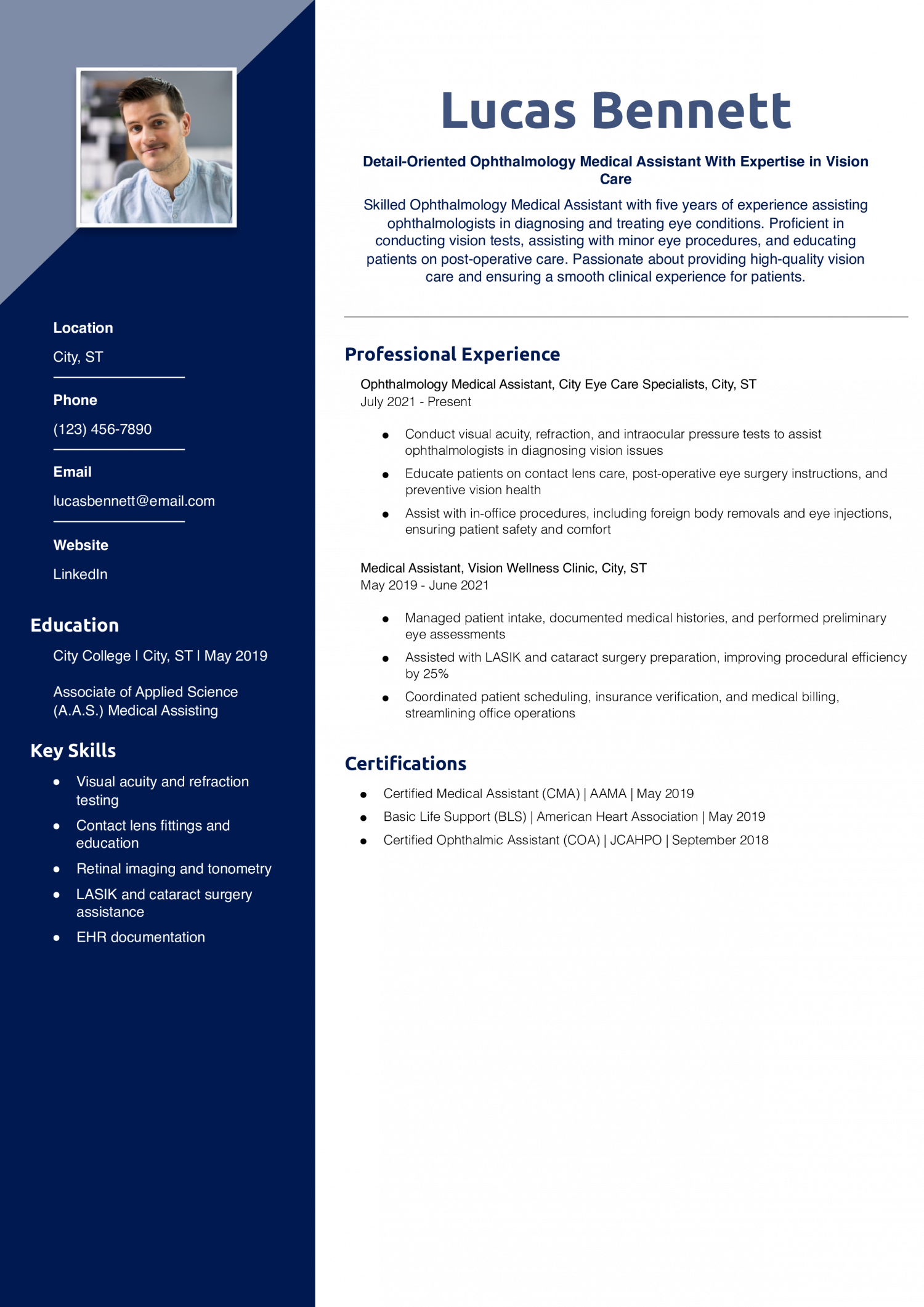 Ophthalmology Medical Assistant Resume Example