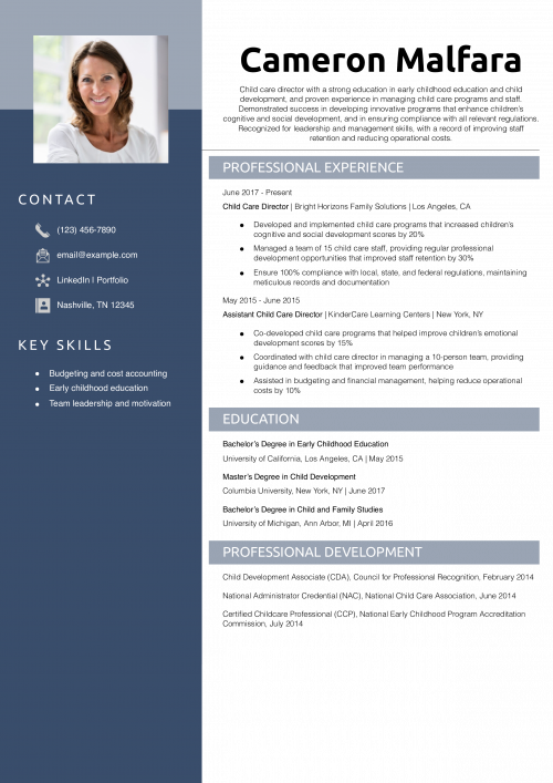 Child Care Director Resume Example