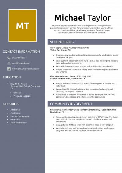 High School Resume Example