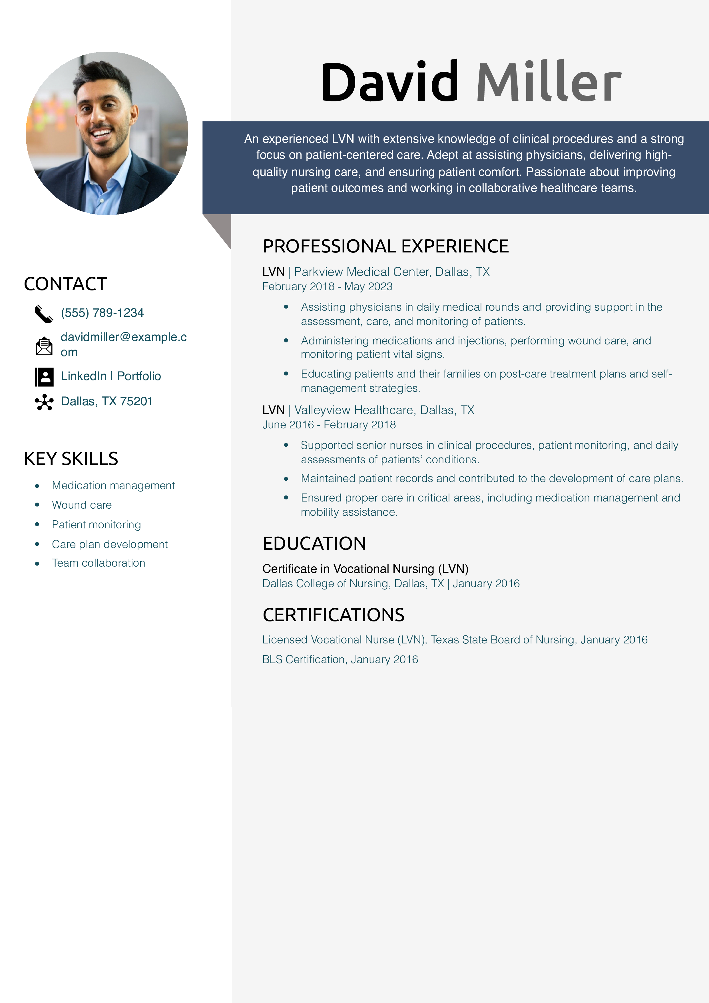 LVN Job Description for Resume Example