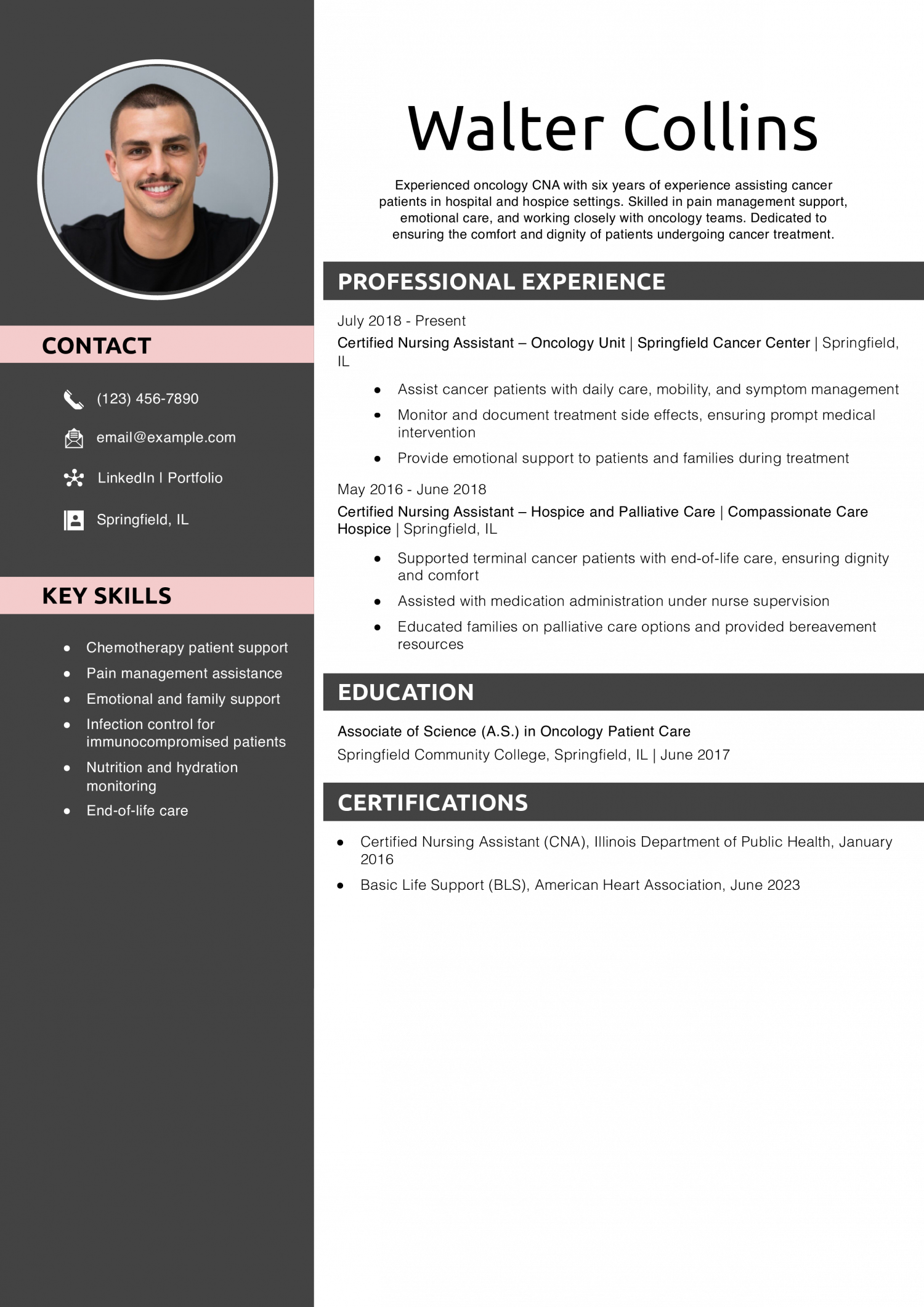Oncology CNA Resume