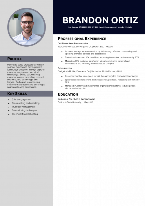  Cell Phone Sales Representative Resume Example