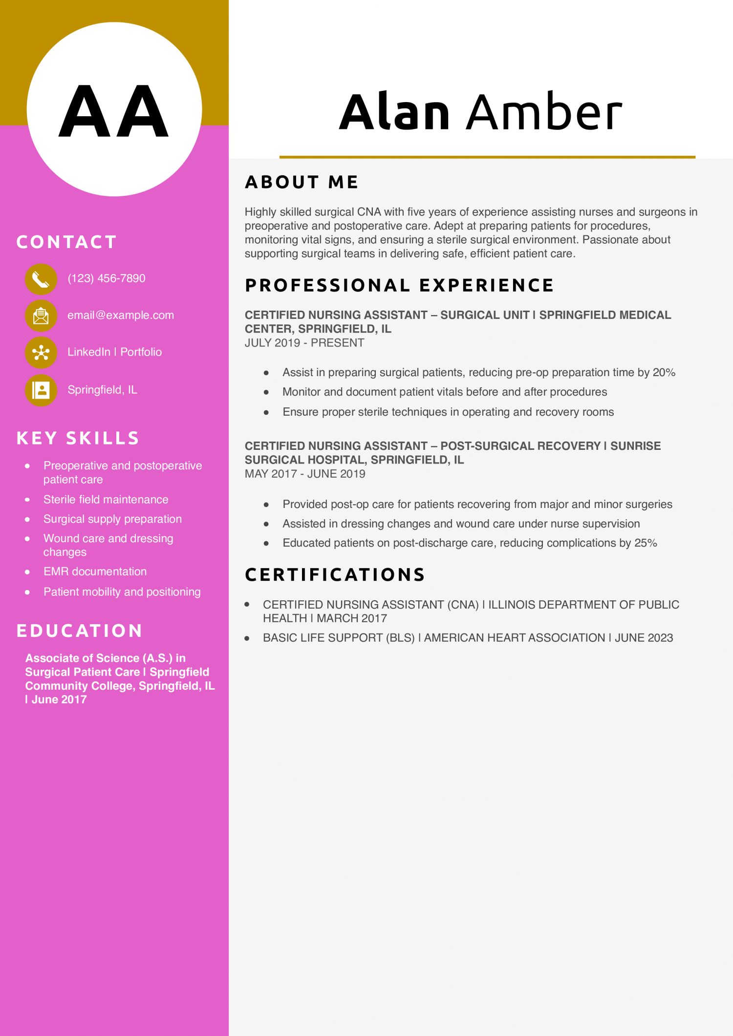 Surgical CNA Resume