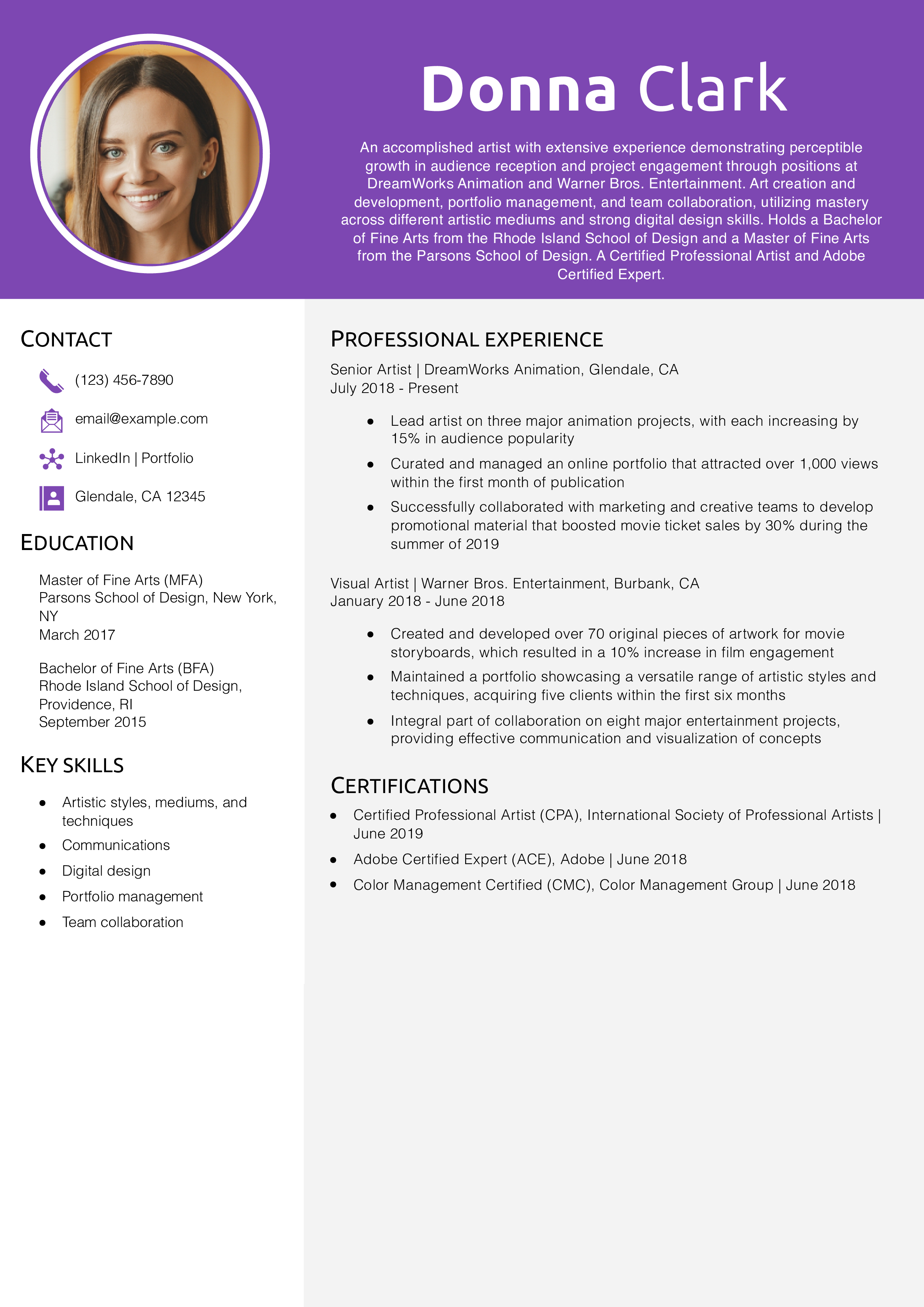 Artist Resume Examples and Templates
