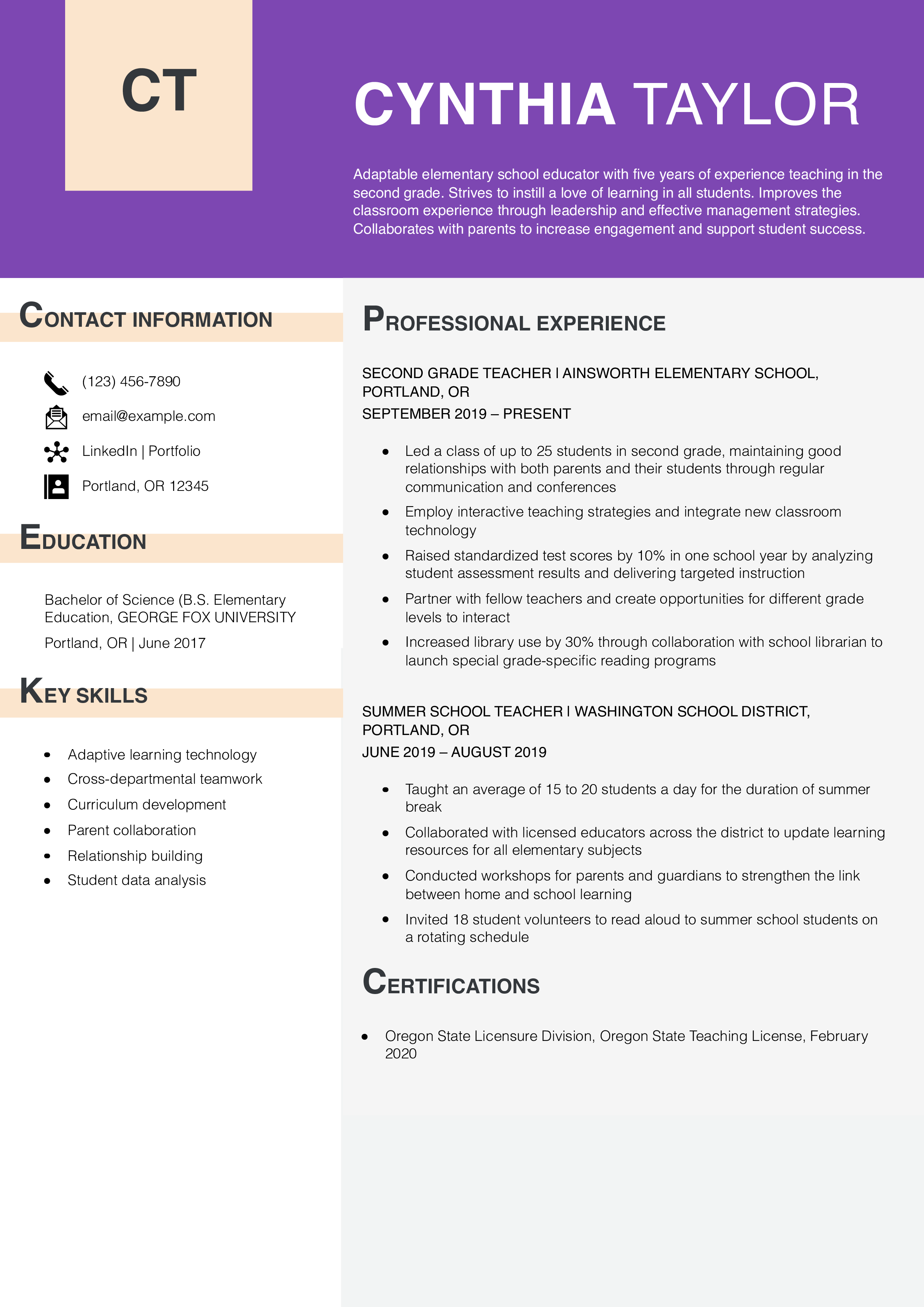 Teacher Resume Examples and Templates