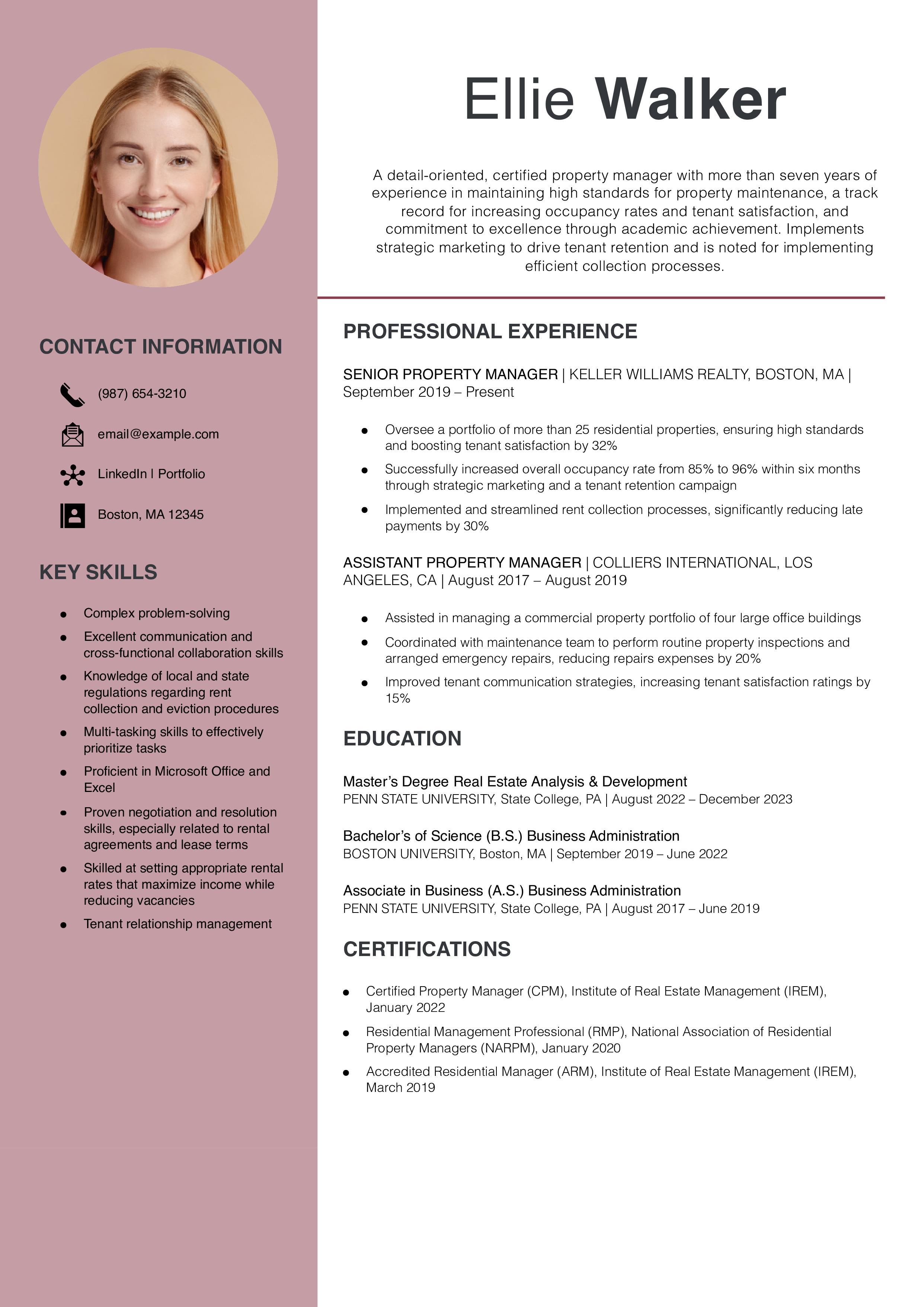 Property Manager Resume Template