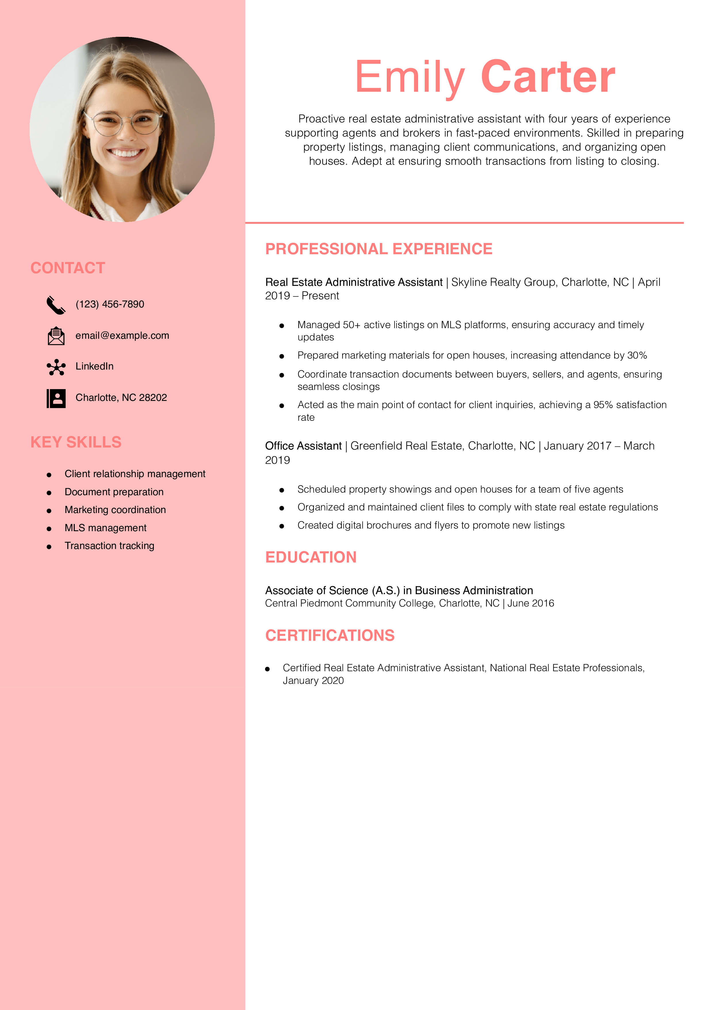Real Estate Administrative Assistant Resume Examples and Templates