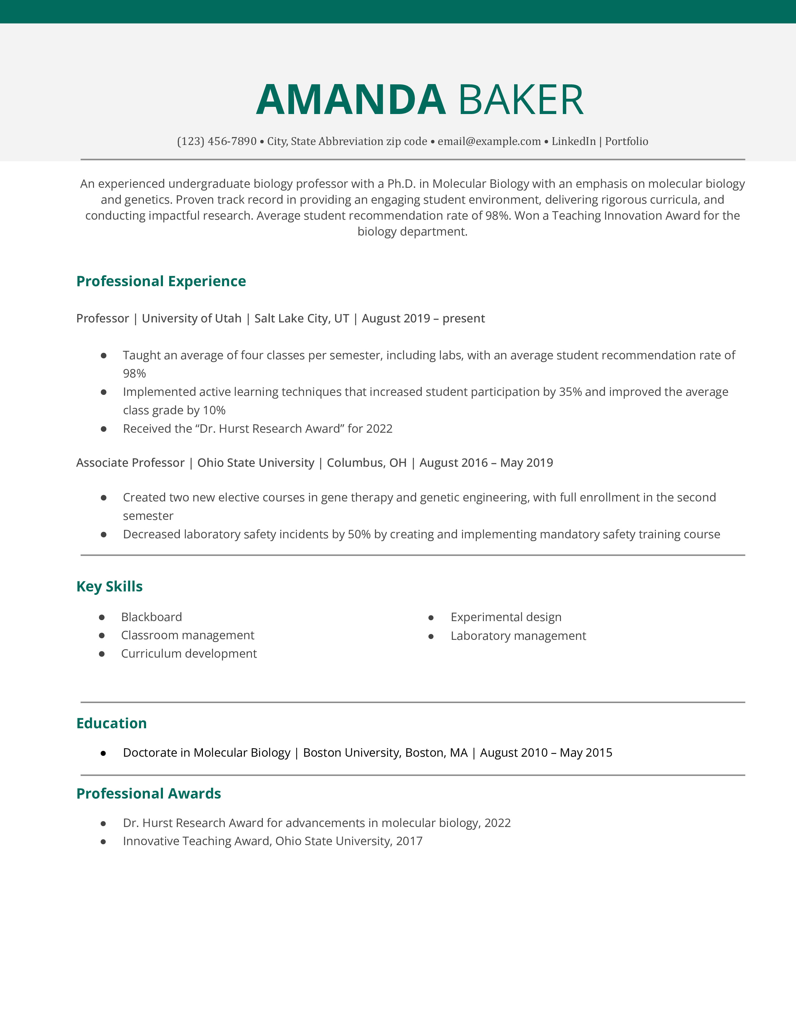Traditional (Classic) Resume Template