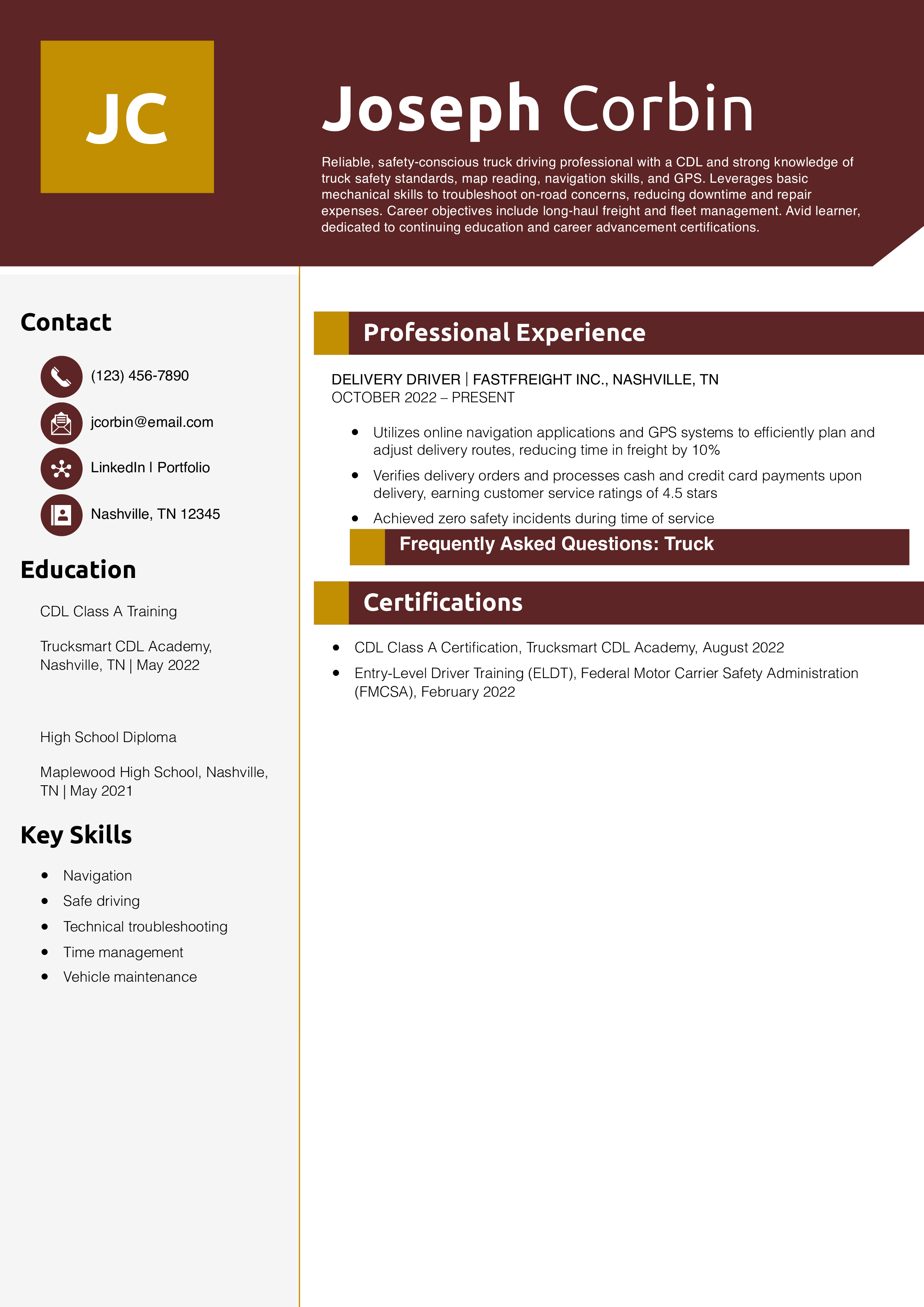 Entry-Level Truck Driver