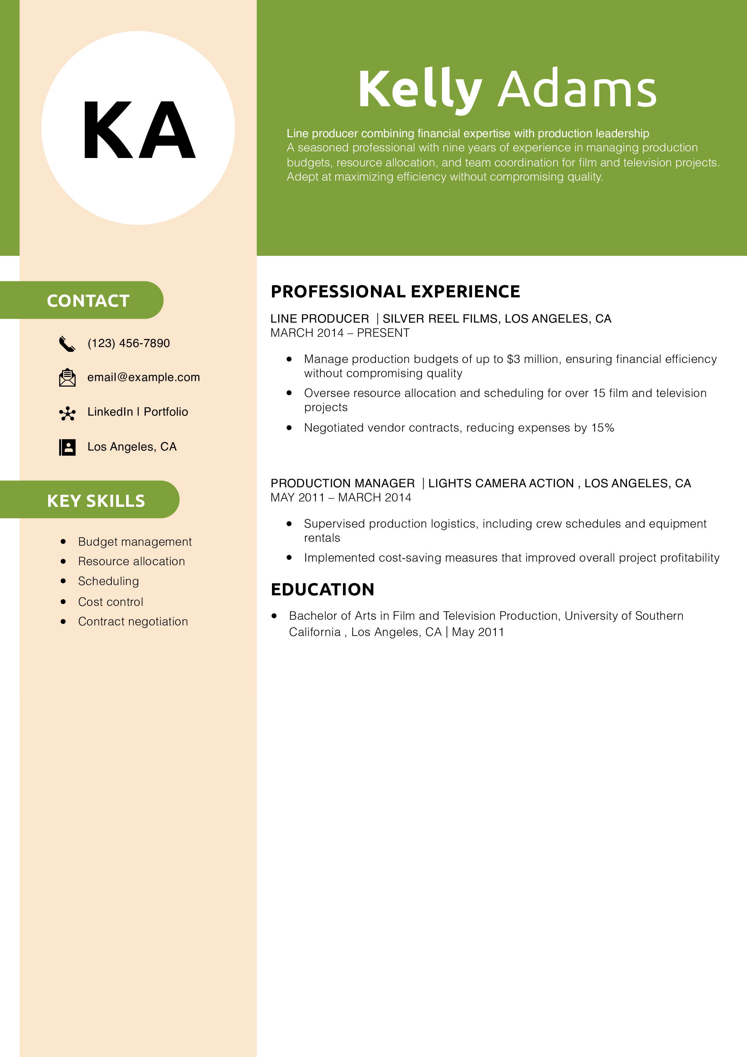 Line producer resume