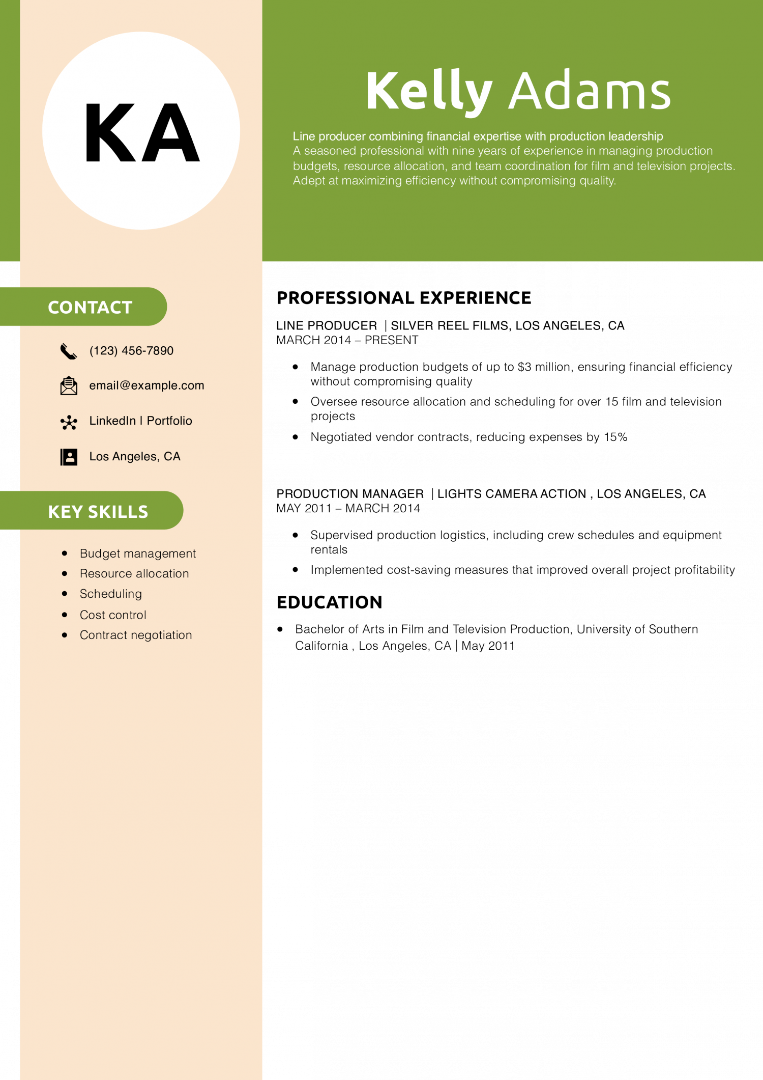 Line producer resume
