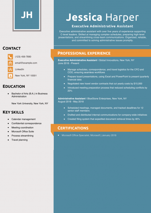 Executive Administrative Assistant Resume Example