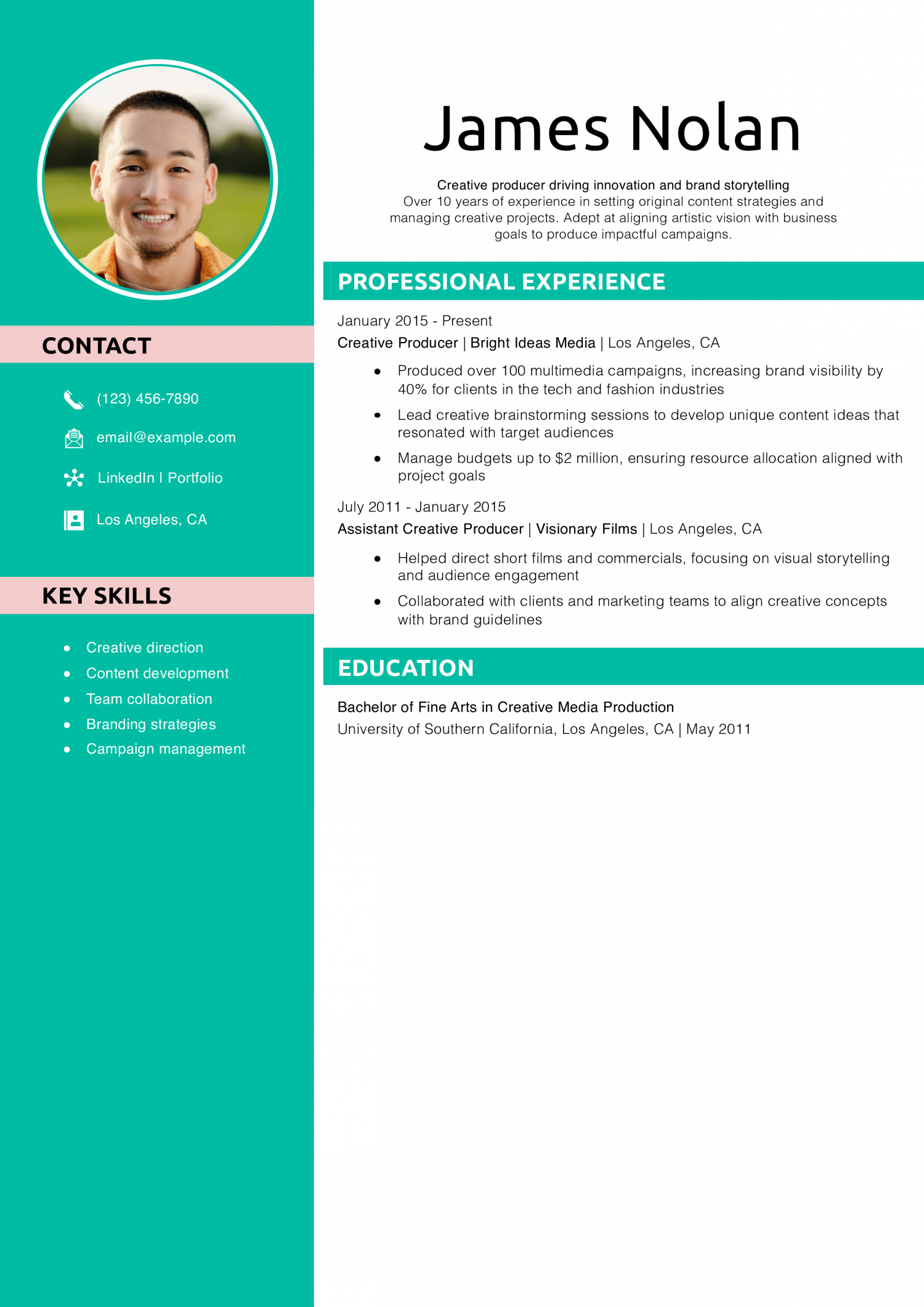  Creative producer resume