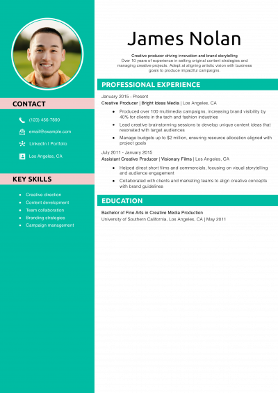  Creative producer resume