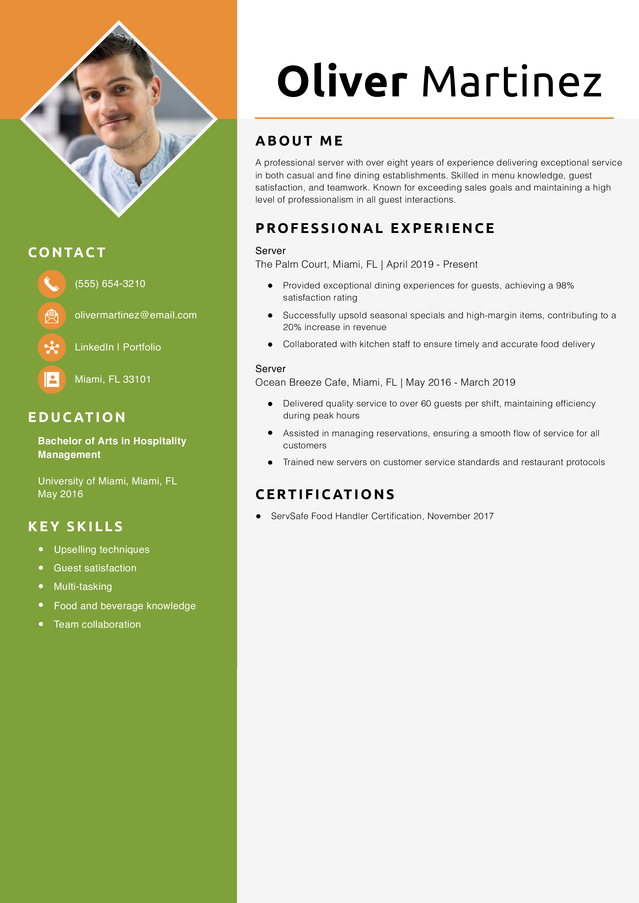 Professional Restaurant Server