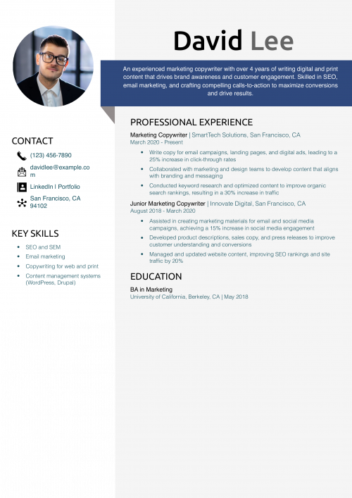 Digital Marketing Copywriter Resume Example