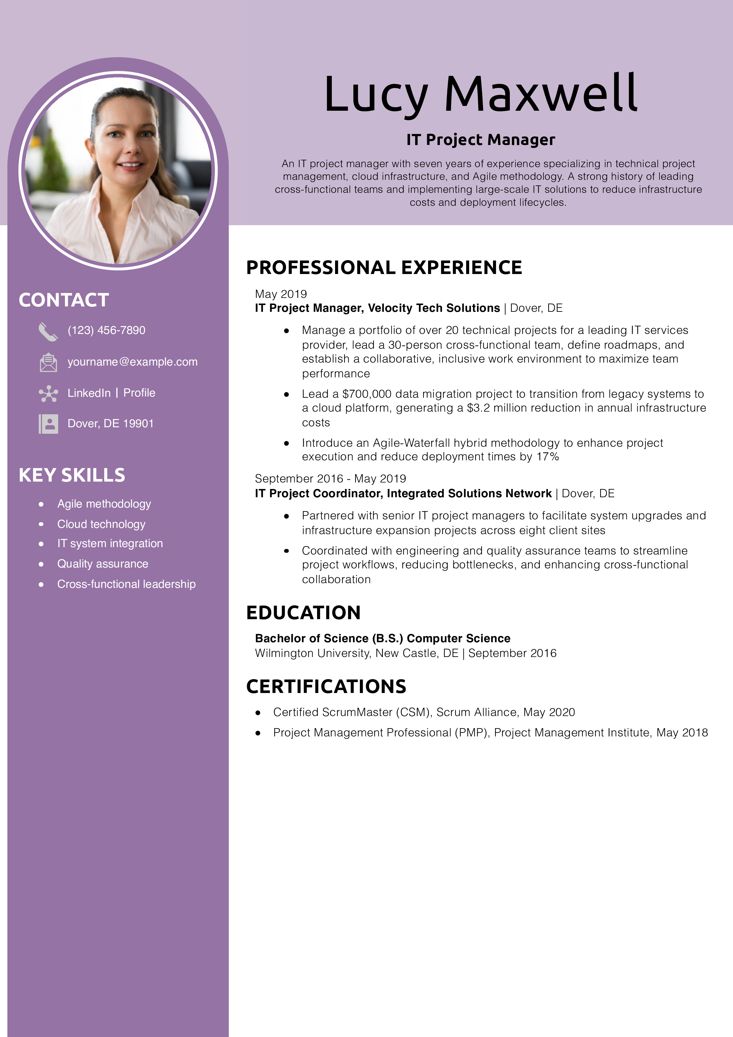 IT Project Manager Resume Example