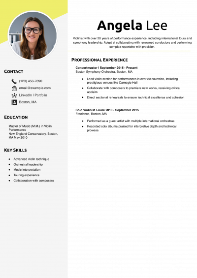 Classical music resume